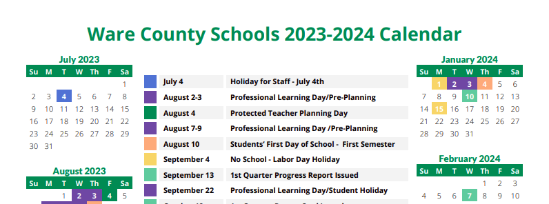 WCS 2023-2024 School Calendar Design Update | Ware County High School