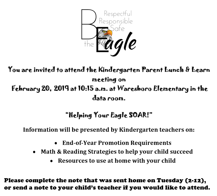 Kindergarten Lunch and Learn