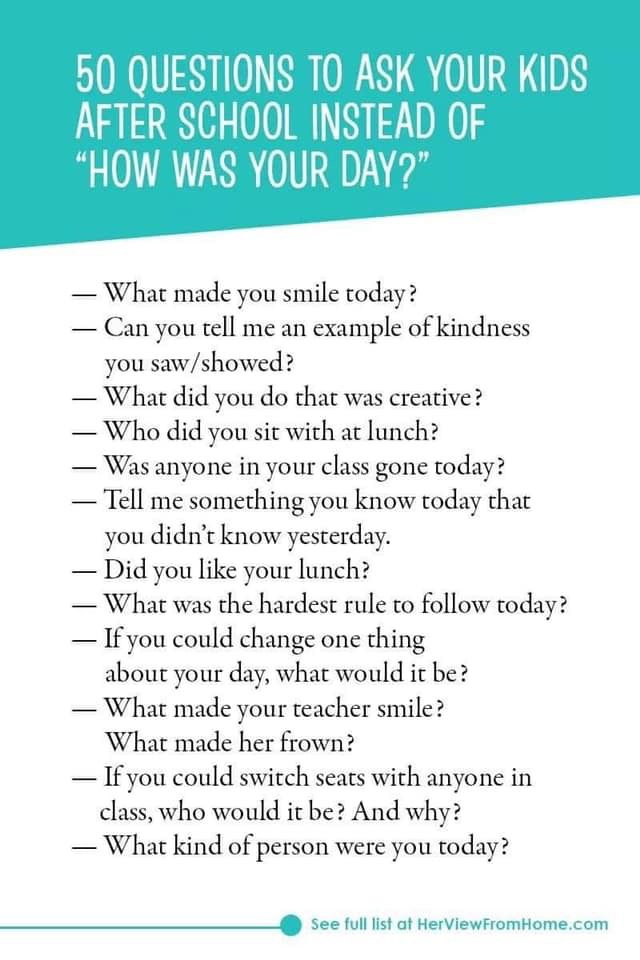 50 Questions To Ask Your Kids | Ware County Middle School