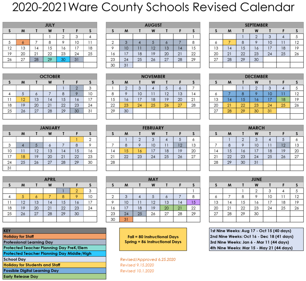 Revised 2020-2021 Calendar