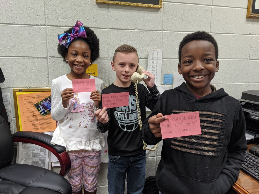 Second Graders Share MLK Facts on Morning Announcements