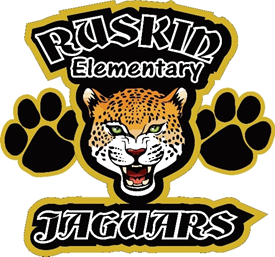 Ruskin Logo with Jaguar in middle with two paws on sides