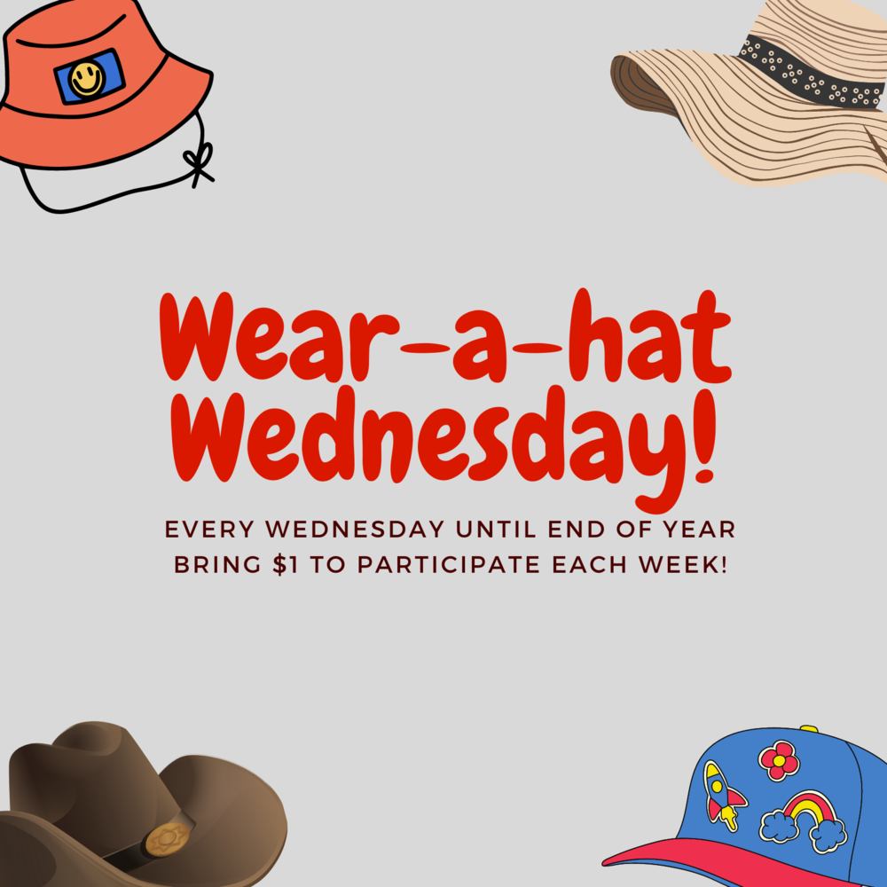 Wear a Hat Wednesday image with various hats 