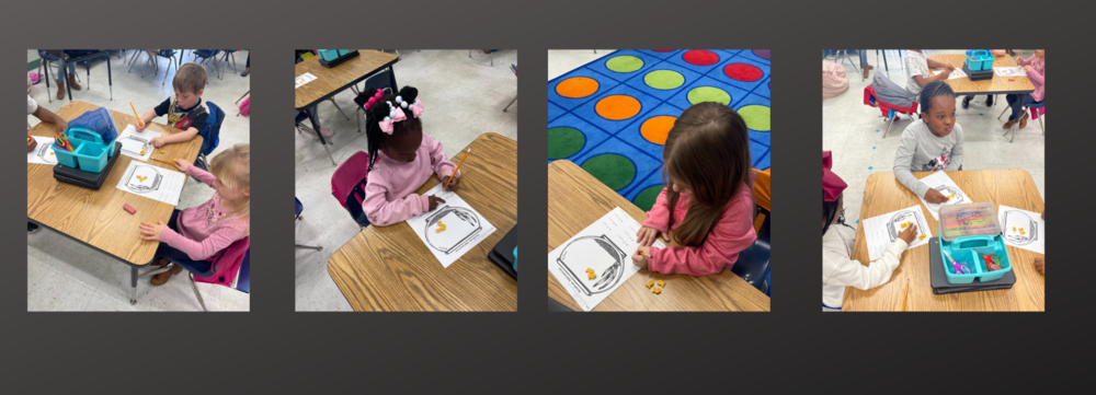 Images of students working with goldfish for math lesson