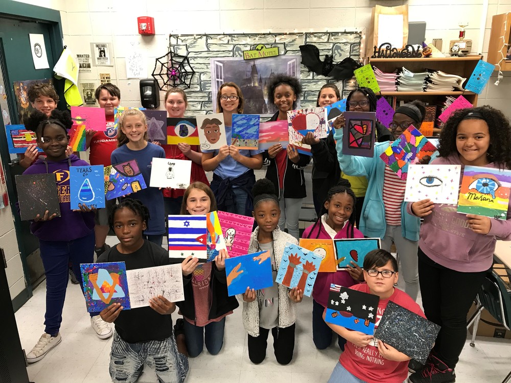 Students show off their artwork