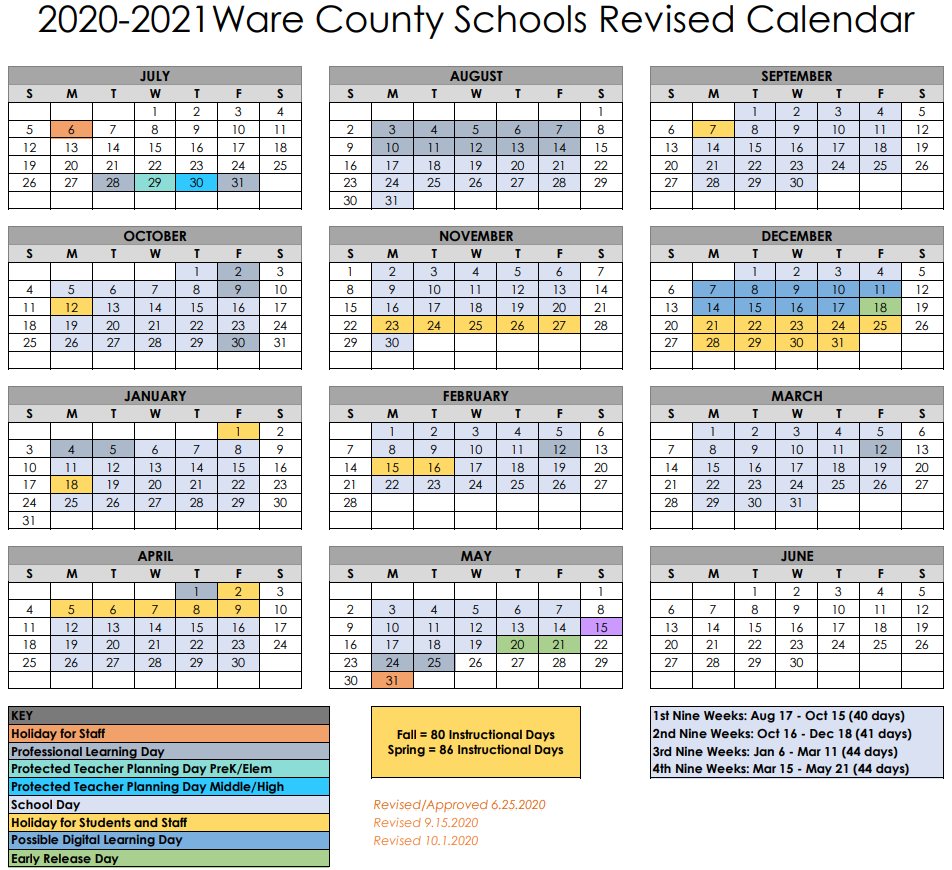 November Calendar Reminder | Waresboro Elementary School