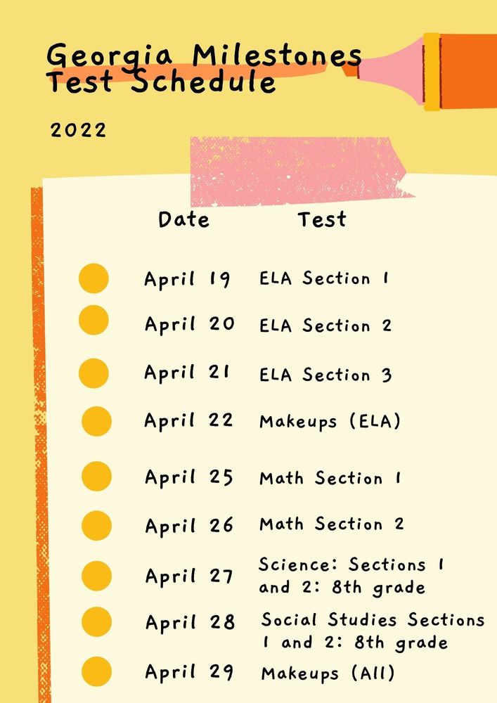 GMAS Testing Schedule