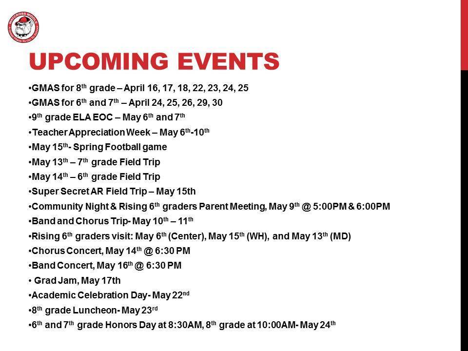 Upcoming Events at Waycross Middle School