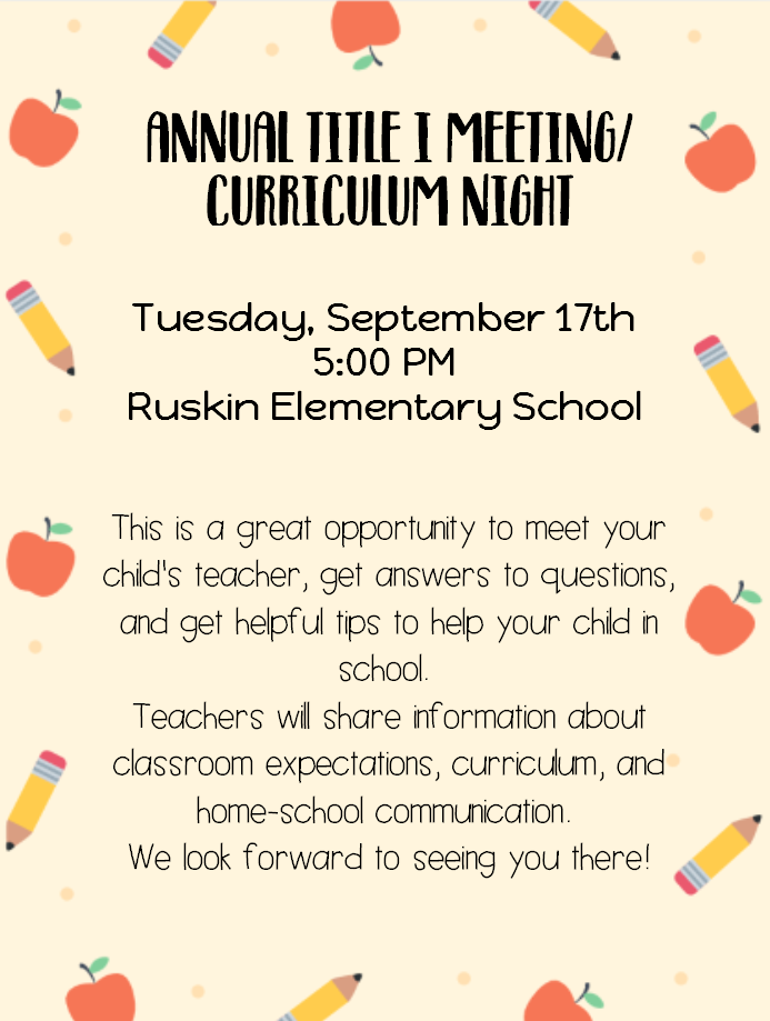 Annual Title I Meeting/Curriculum Night