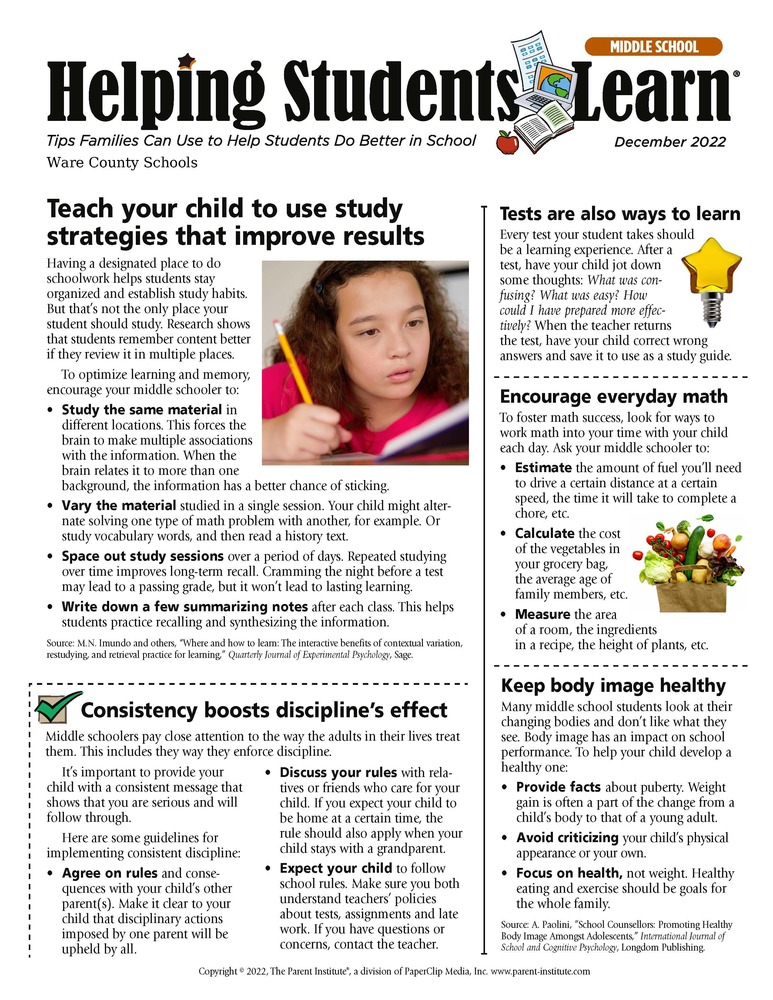 Helping Students Learn December Newsletter