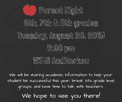 Parent Night: August 20th