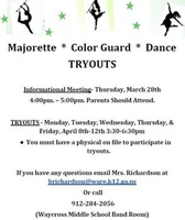 Majorette, Color Guard, and Dance Tryouts
