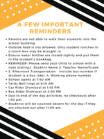 A Few Important Reminders