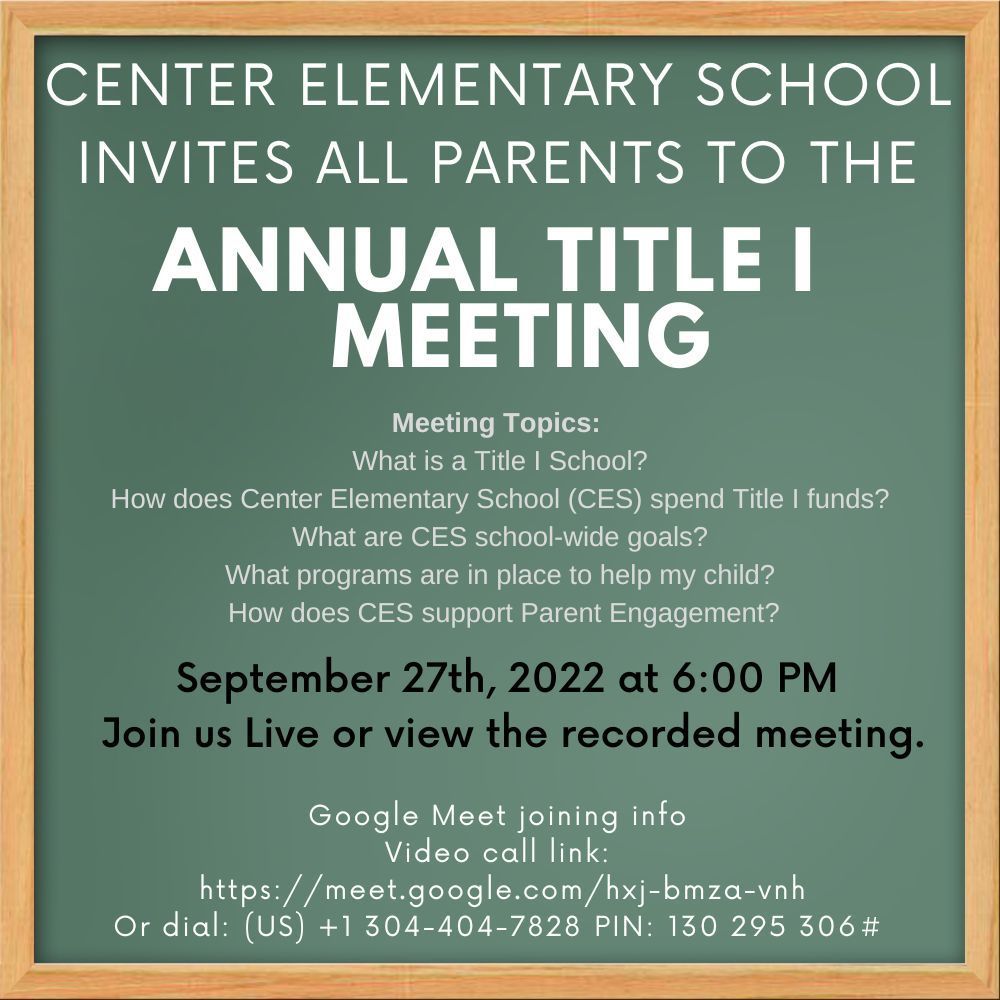 image of Annual Title I Meeting Flyer