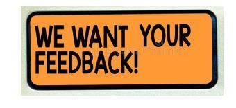 image of sign saying we want your feedback